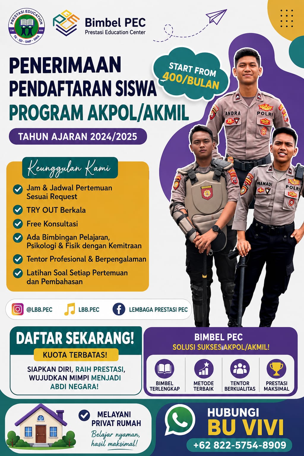 Pricelist Akademi Kepolisian & Militer